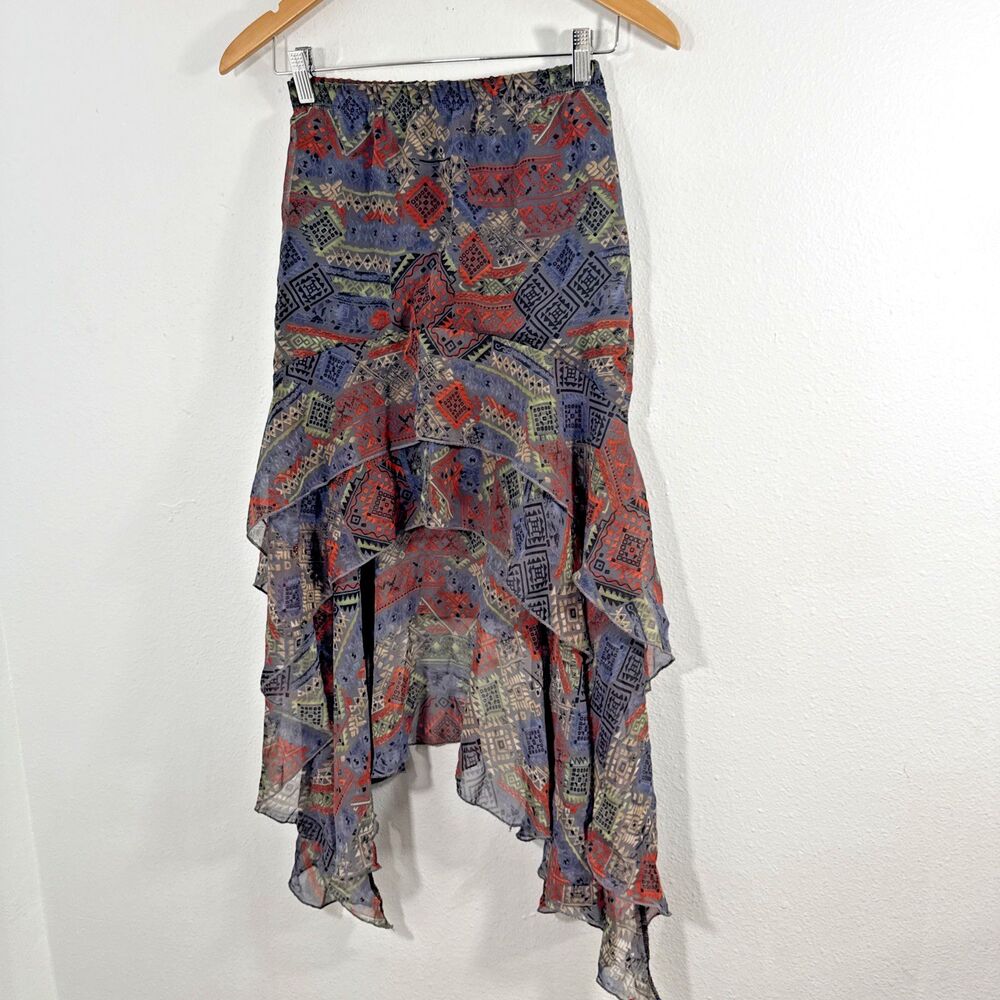 Milkway Skirt Womens XS Ruffle Asym Sheer Fairycore Cowgirl Hanky 90s Y2K‎